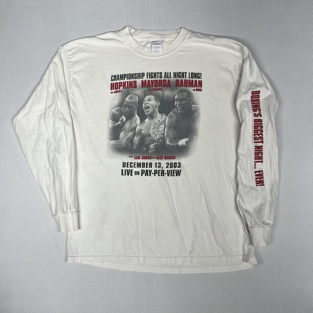 Vintage Bernard Hopkins Shirt Mens XL White Boxing Long Sleeve 2003 Gildan